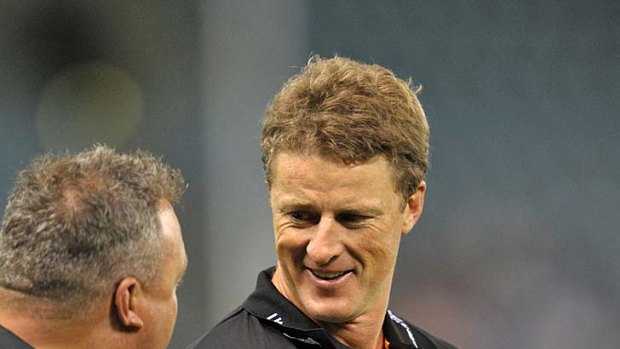 Damian Hardwick is all smiles after Richmond defeated Hawthorn.