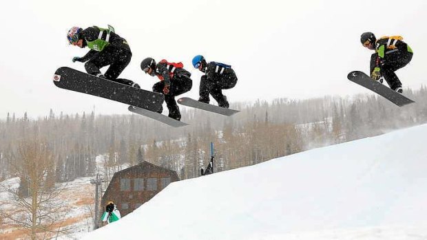 Taking flight: Alex Pullin leads the field in a World Cup event in Telluride, Colorado.