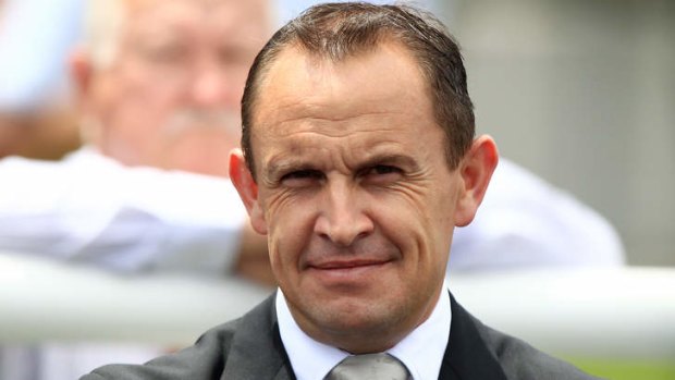 Man with a plan: Premier trainer Chris Waller celebrates another winner last month.