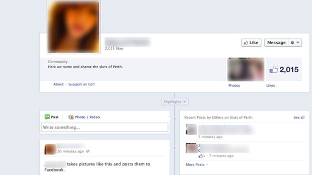 The page published pictures of young women, identifying them by name.