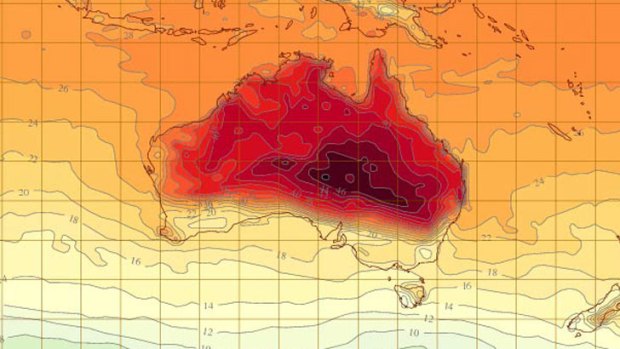 Purple vanishes in the haze ... the new Bureau of Meteorology's interactive weather forecasting.