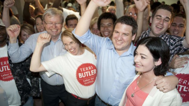 Kevin Rudd, Shayne Sutton, Troy Spence and Labor candidate Terri Butler.
