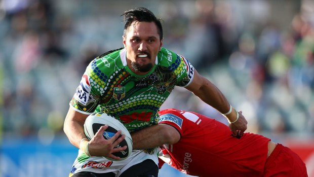 Injured: Jordan Rapana's season is over after he suffered a fractured skull during Canberra's loss to the Dragons on Saturday.