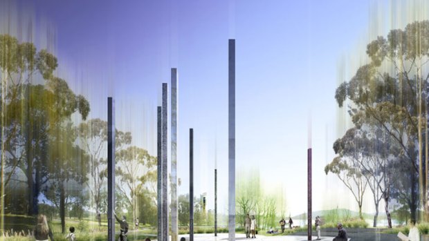 An artist's impression of the winning design for a $3 million National Workers Memorial which will be erected in Kings Park in Canberra.