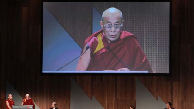 Dalai Lama at the Melbouren Press Club yesterday.
