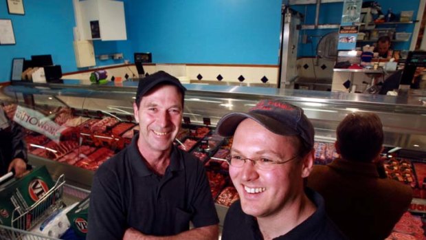 Guess who's hopefully coming to dinner? ... Steve Russell, left, and John Dini are butchers in Ms Gillard's electorate and are keen to dine with her.