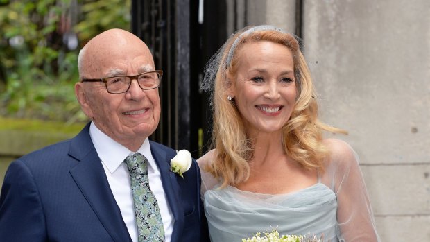 The happy couple: Rupert Murdoch and Jerry Hall.