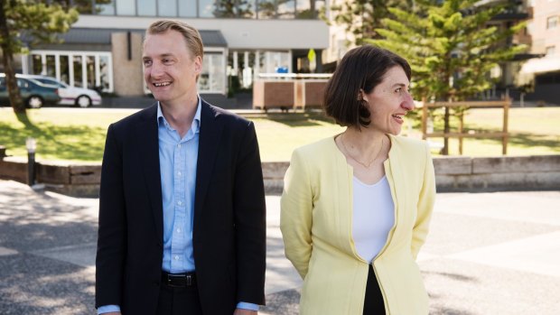 NSW Premier Gladys Berejiklian joins  Liberal candidate James Griffin on the hustings.