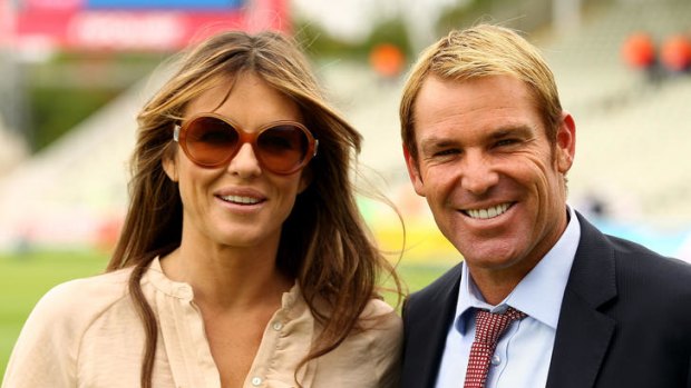 Media relationship ... Liz Hurley and Shane Warne are reportedly engaged after Warne proposed.