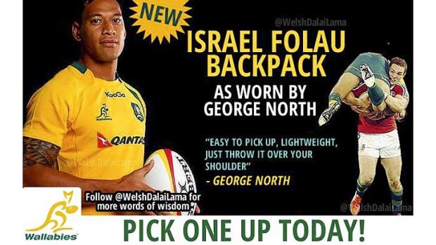 The internet ad for a Folau 'backpack'.