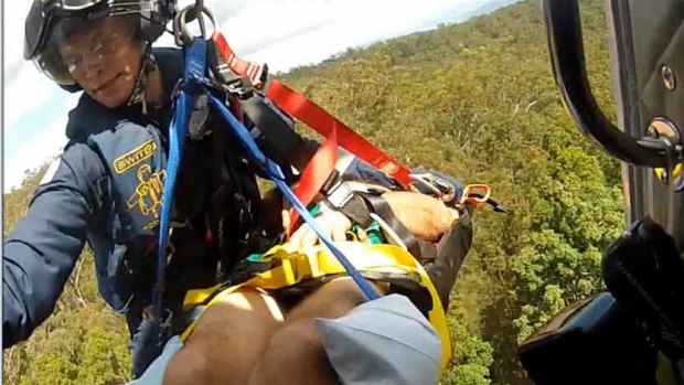 Careflight Rescue chopper winches man to safety