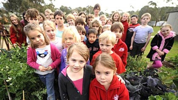 Still coping with unexpected challenges: the students from Strathewen Primary School, now operating out of Wattle Glen Primary School, after their school was destroyed.