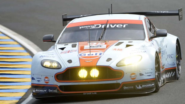 The Aston Martin Vantage GTE driven by Allan Simonsen during the race.