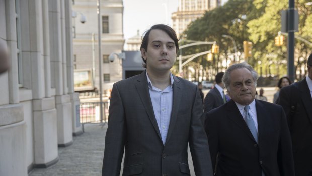 "Pharma Bro" Martin Shkreli, left, arriving at federal court with his attorney, Benjamin Brafman, in Brooklyn. He has pleaded not guilty. 