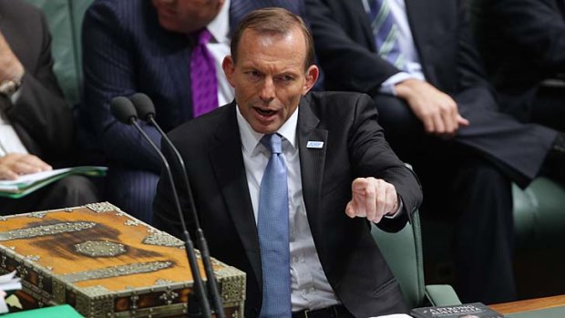 Pointing the finger, but at what? Tony Abbott accuses Prime Minister Julia Gillard of 'conduct unbecoming'.