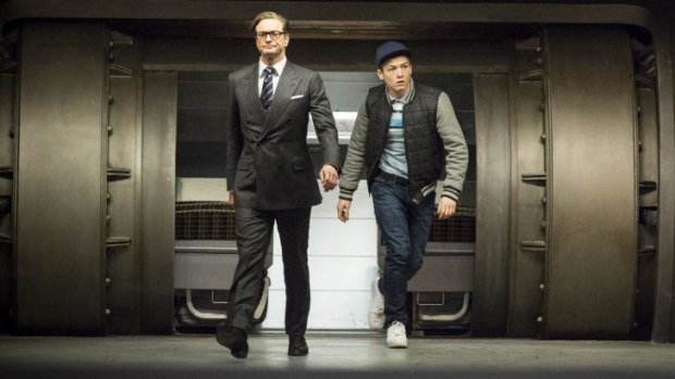 Get suave: Colin Firth and Taron Egerton in <i>Kingsman: The Secret Service</i>.