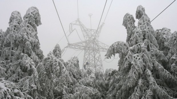 Power lines in winter.