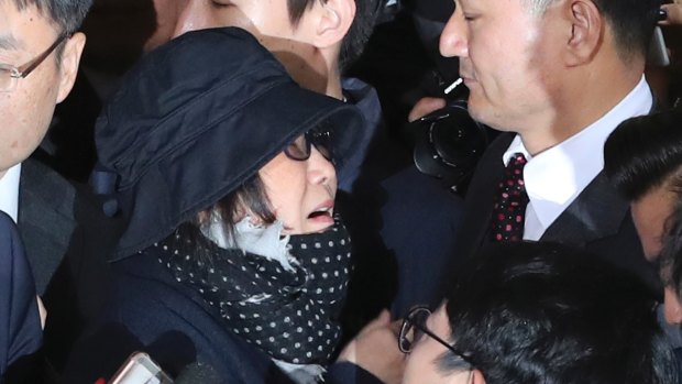 Choi Soon-sil during her arrival at the Seoul Central District Prosecutors' Office in Seoul, South Korea.