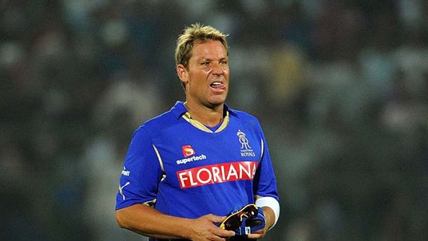 Shane Warne in action for Rajasthan Royals.