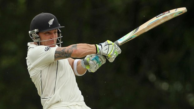 Brendon McCullum of New Zealand peppered the boundary during his innings of 146.