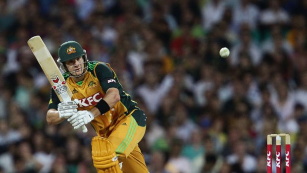 Singled out ... Shane Watson flicks one through the leg side on Friday night.