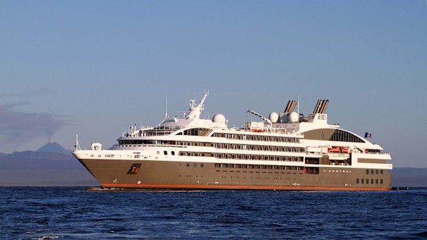 L'Austral sailing into Kagoshima.