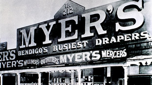 From a drapery in Bendigo (above) to Bourke Street, Myer has racked up 108 years of shopping history.