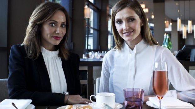 In style: Natalie Imbruglia, left, has afternoon tea with Kate Waterhouse at the Park Hyatt Hotel.