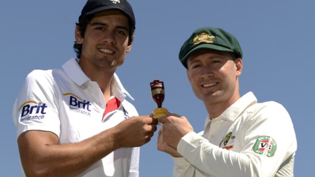 Captain's table ... England's Alastair Cook, left, and Australia's Michael Clarke have their eyes on the prize.