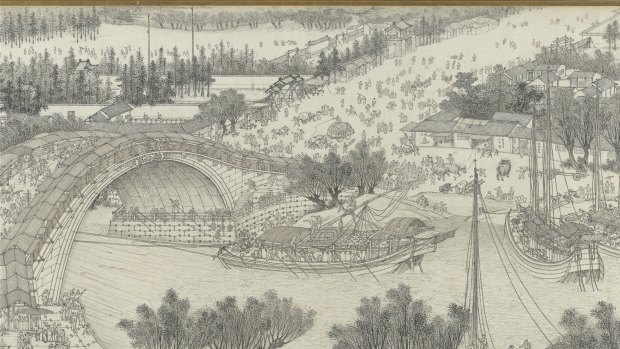 Shen Yuan's Along the river during the Qingming Festival' (detail) from the Qing dynasty.
