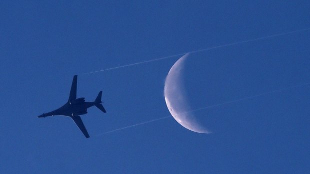 A US Air Force B1-B bomber plane taking part in attacks on Islamic State in Iraq last year.