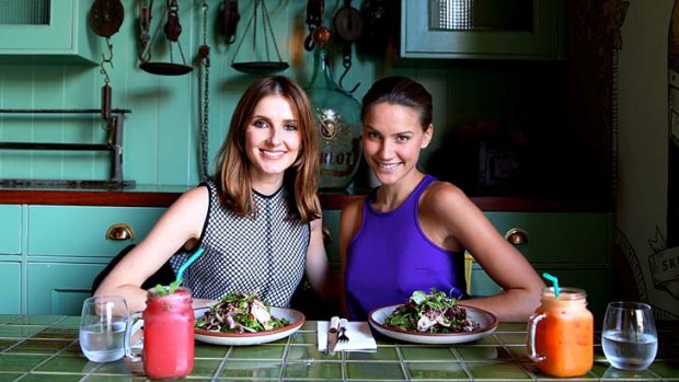 Mum's the word: Kate Waterhouse with model and Channel Seven host Rachael Finch.