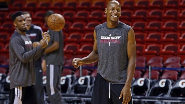 Miami Heat's saviour: Ray Allen laughs during training ahead of Game 7.