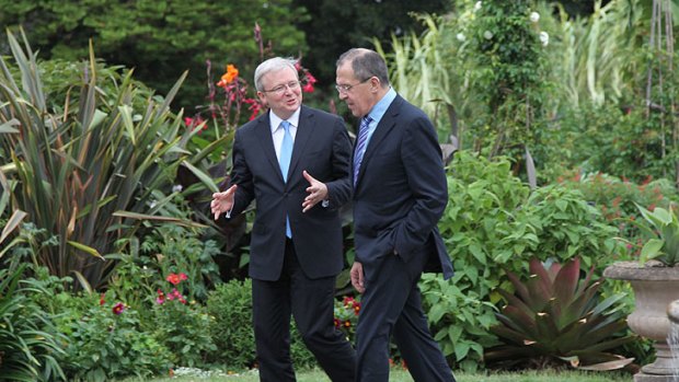 Kevin Rudd with Russian Foreign Minister Sergey Lavrov.