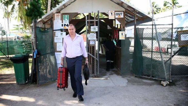 NSW barrister Jay Williams leaves the processing centre after conducting interviews with asylum seekers on Manus Island on Tuesday.