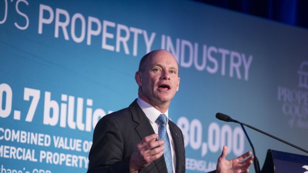 Queensland Premier Campbell Newman speaking at a Queensland Property Council lunch in Brisbane.