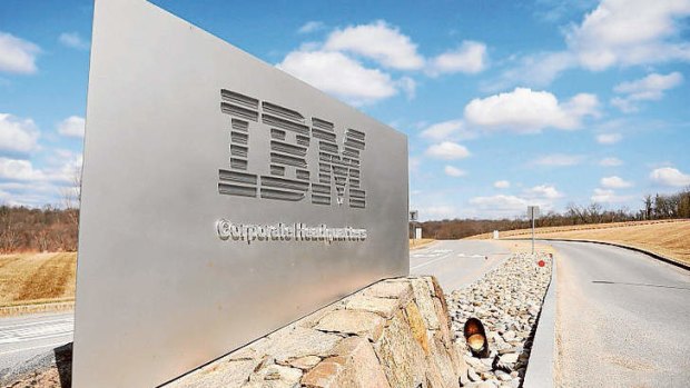Global restructure: A sign marks the entrance to IBM headquarters in Armonk, New York.