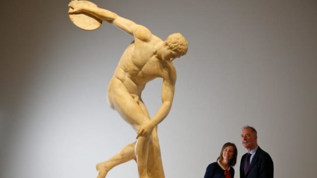 Masterpiece: Karen Quinlan and Dr Ian Jenkins with the discus thrower.