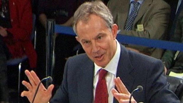 Sparked anger...Tony Blair at the Chilcot inquiry.