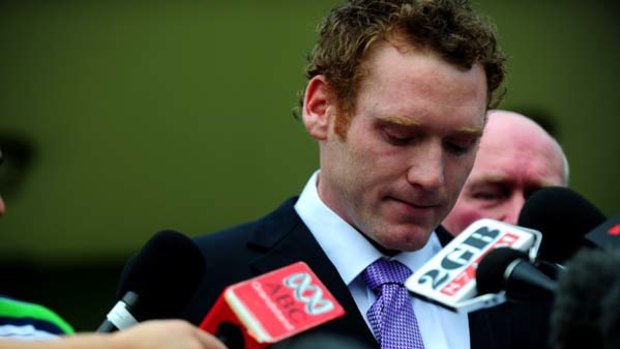 Joel Monaghan announces his resignation from the Raiders yesterday.