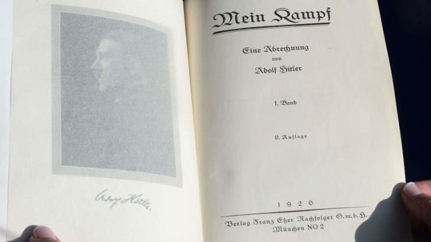 One of two rare copies of <i>Mein Kampf</i> signed by the young Nazi leader Adolf Hitler and due for auction.