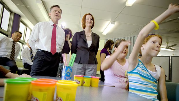 Geoff Wilson, during his time as Education Minister, with Prime Minister Julia Gillard.