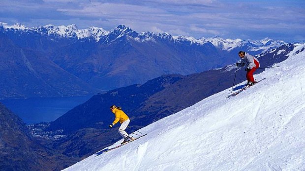 Snow patrol ... skiers hit the slopes of Coronet Park, near Queenstown.