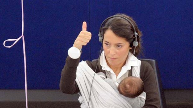 The ayes have it ... Licia Ronzulli votes to raise the period of paid maternity leave in the EU from 14 to 20 weeks.