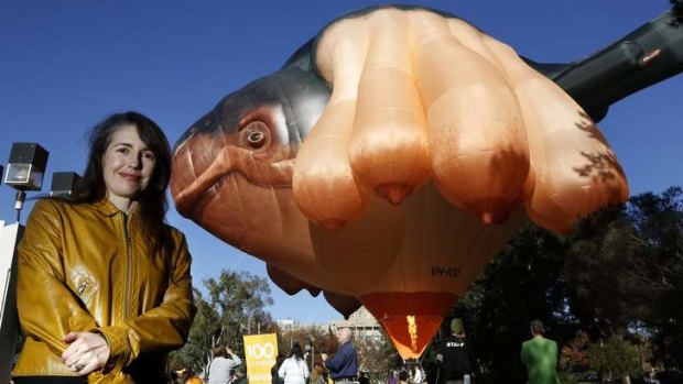 Artist Patricia Piccinini with her work Skywhale.