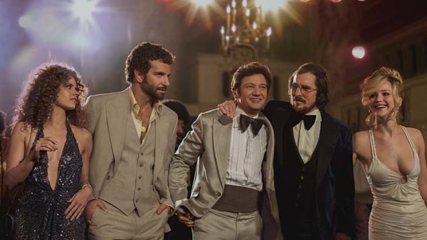 <i>American Hustle</i> cast includes Jennifer Lawrence, far right.