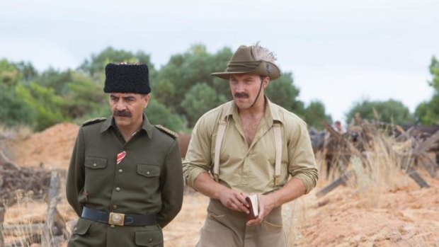 Major Hasan (Yilmaz Erdogan) and Lt Col Hughes (Jai Courtney) in <i>The Water Diviner</i>.