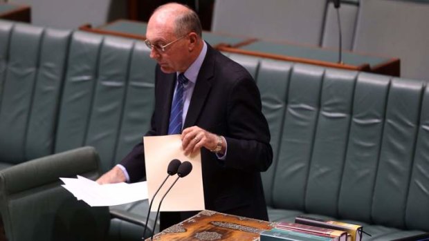 Deputy Prime Minister Warren Truss introduces the Qantas Sale Amendment Bill in Parliament.