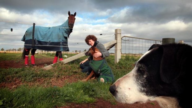 Harness racing stable owner Kate Tubbs on her property five kilometres from Bacchus Marsh, where Mantle Mining has a licence to drill for coal.