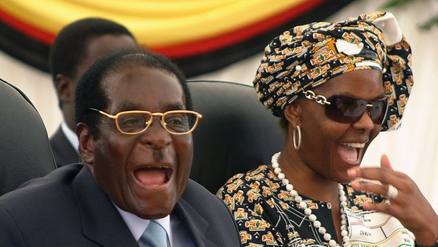 Zimbabwean President Robert Mugabe with his wife Grace in 2008. 